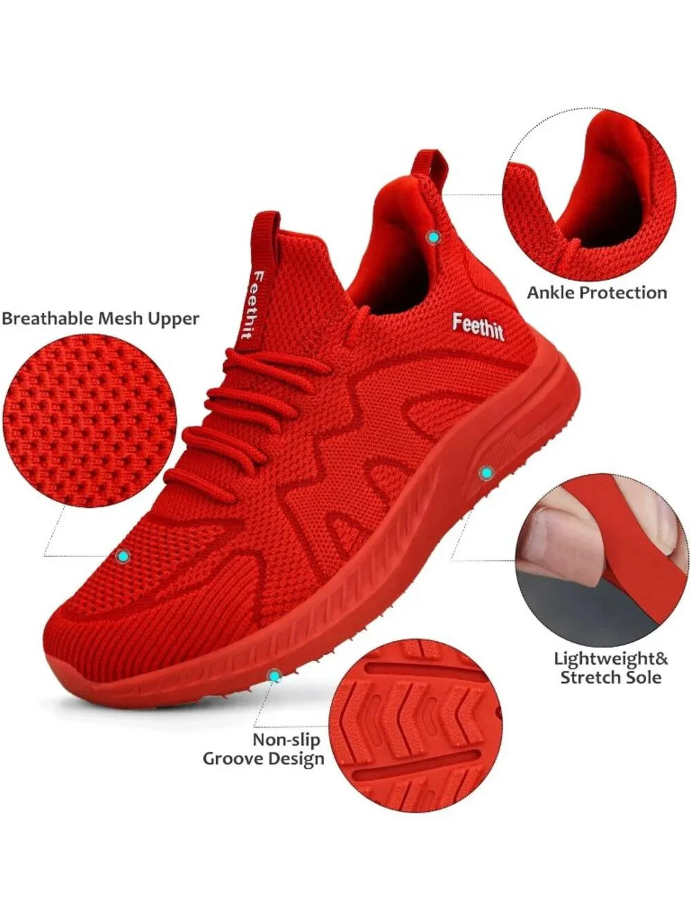 🆕Women's Dark Red Running Shoes Non Slip Gym Tennis Walking Workout Sneakers